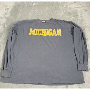 Vintage 80s Michigan Wolverines Long Sleeve T Shirt Men's Size XL Blue